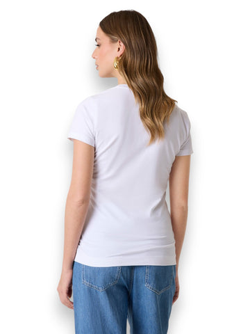 Guess Ss Cn Guess Script Tee - T-Shirt Donna - Bianco
