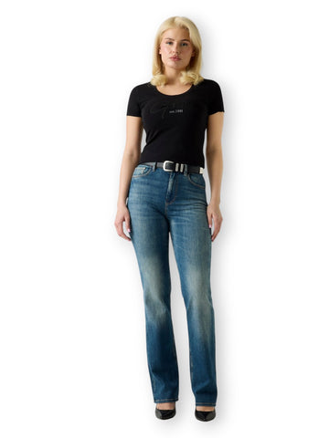 Guess Ss Cn Guess Script Tee - T-Shirt Donna - Nero