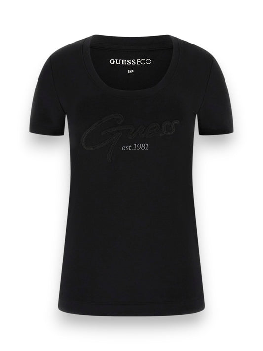 Guess Ss Cn Guess Script Tee - T-Shirt Donna - Nero