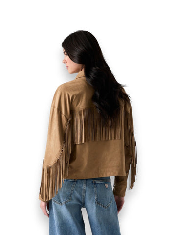 Guess Ls Ibby Fringe Jkt - Capospalla Donna - Cuoio