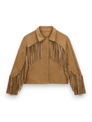 Guess Ls Ibby Fringe Jkt - Capospalla Donna - Cuoio