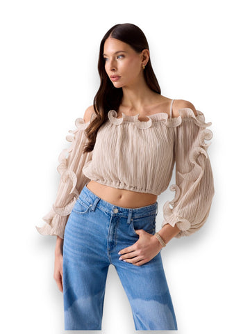 Guess Ls Gabriella Top - Camicie Donna - Beige