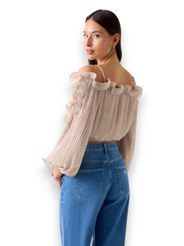 Guess Ls Gabriella Top - Camicie Donna - Beige