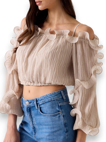 Guess Ls Gabriella Top - Camicie Donna - Beige