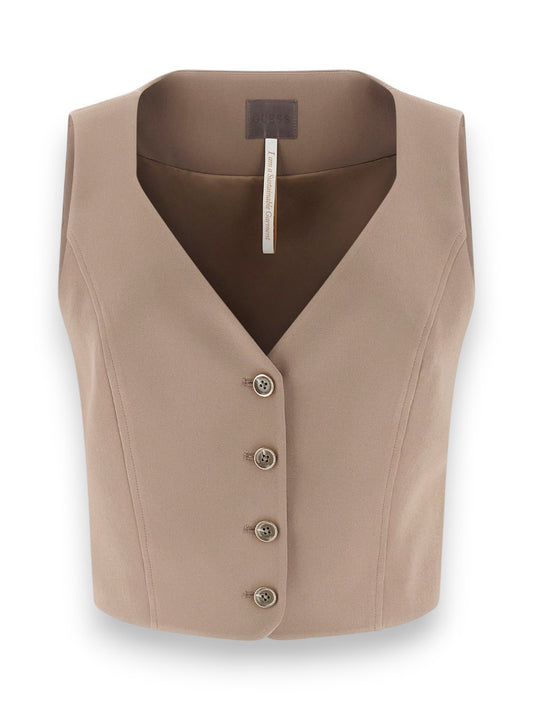 Guess Sl Nausica Tailored Vest - Gilet Donna - Beige