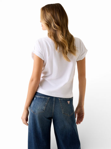 Guess Ss Cn La Stars Tee - T-Shirt Donna - Bianco
