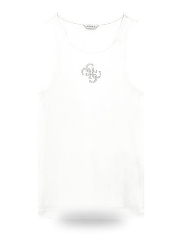 Guess Sl Round Nk Guendalina Top - T-Shirt Donna - Bianco