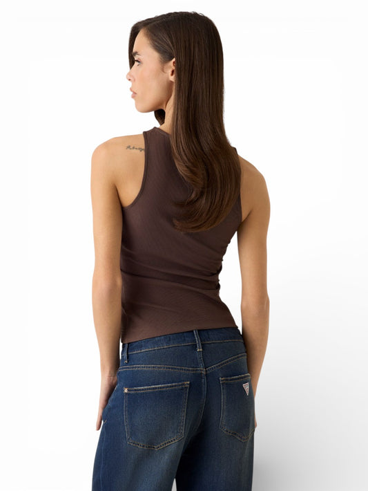 Guess Sl Round Nk Guendalina Top - T-Shirt Donna - Marrone