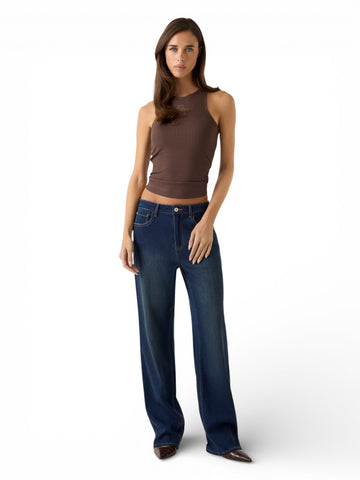 Guess Sl Round Nk Guendalina Top - T-Shirt Donna - Marrone