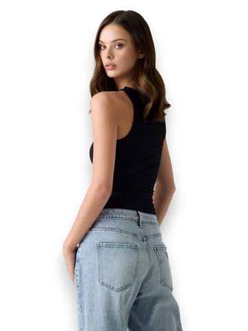 Guess Sl Round Nk Guendalina Top - T-Shirt Donna - Nero