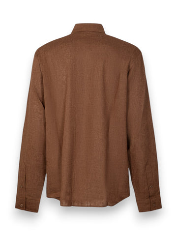 Hinnominate Camicia In Lino - Camicie Uomo - Moka