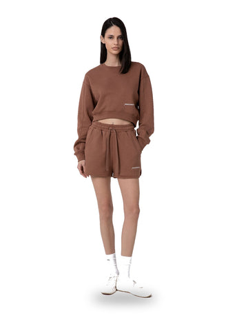 Hinnominate Shorts Felpa Spacchetti Laterali - Shorts Donna - Moka
