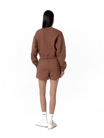 Hinnominate Shorts Felpa Spacchetti Laterali - Shorts Donna - Moka