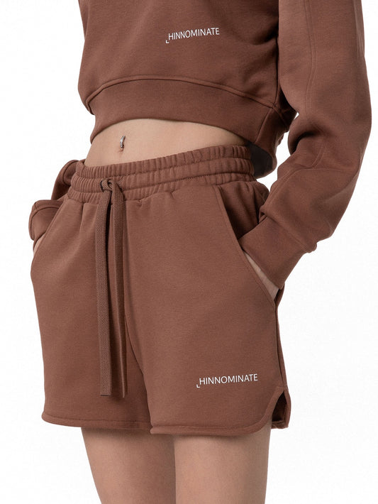 Hinnominate Shorts Felpa Spacchetti Laterali - Shorts Donna - Moka