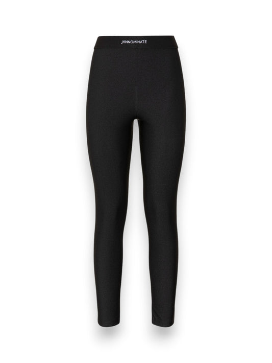 Hinnominate Leggings In Lycra Lucida Con Elastico Logato - Pantaloni Donna - Nero