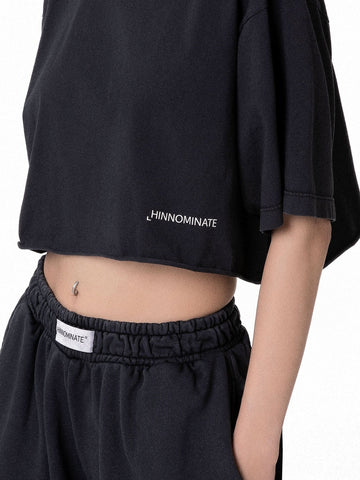 Hinnominate T-Shirt Crop Tinto Old - T-Shirt Donna - Nero