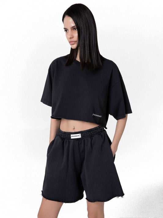 Hinnominate T-Shirt Crop Tinto Old - T-Shirt Donna - Nero