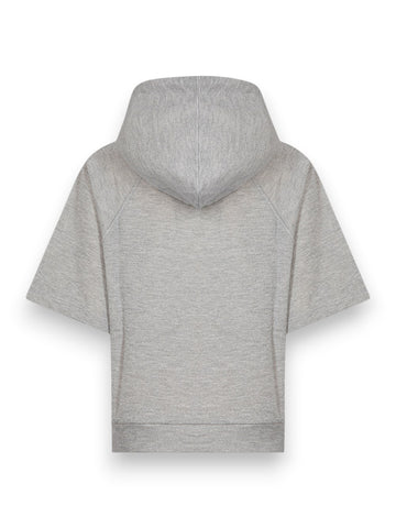 Hinnominate Felpa Lurex Cappuccio A Mezza Manica - Felpe Donna - Grigio Melange