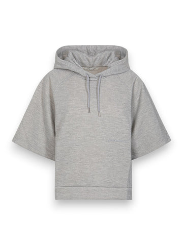 Hinnominate Felpa Lurex Cappuccio A Mezza Manica - Felpe Donna - Grigio Melange