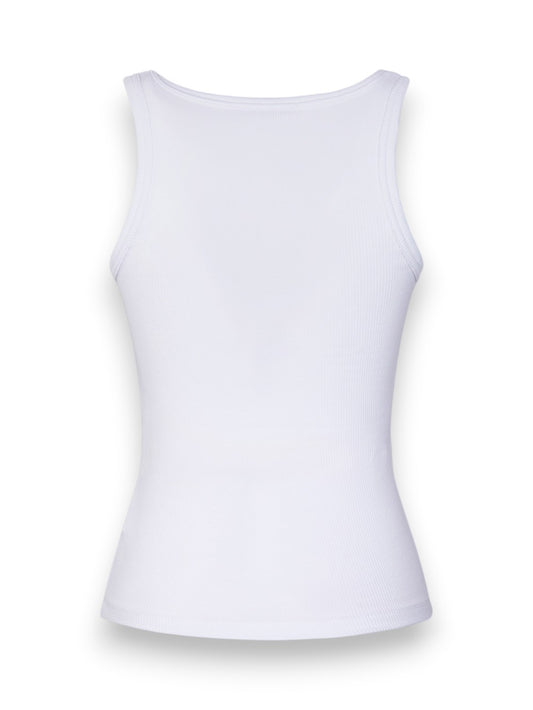 Hinnominate Canotta In Costina Con Scollo Rotondo - T-Shirt Donna - Bianco Ottico