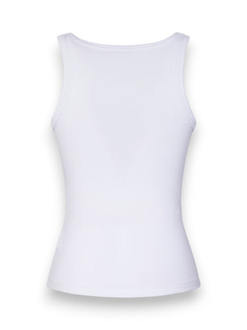 Hinnominate Canotta In Costina Con Scollo Rotondo - T-Shirt Donna - Bianco Ottico
