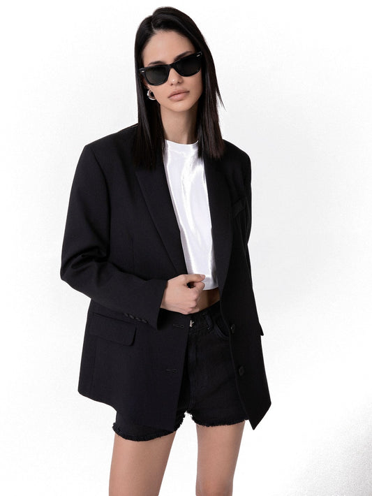 Hinnominate Giacca Monopetto Over Con Spalline - Capospalla Donna - Nero