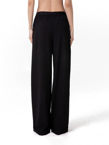 Hinnominate Pantalone Con Elastico Vita Risvolto - Pantaloni Donna - Nero
