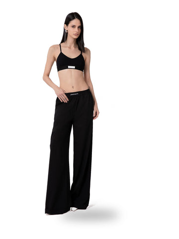 Hinnominate Pantalone Con Elastico Vita Risvolto - Pantaloni Donna - Nero