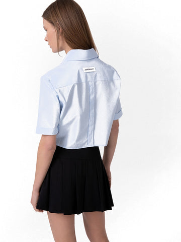 Hinnominate Camicia Corta In Cotone A Mezze Maniche - Camicie Donna - Azzurro Pastello