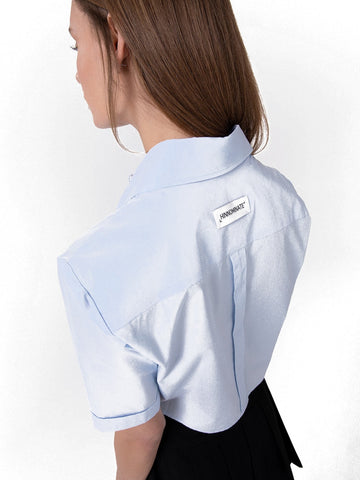 Hinnominate Camicia Corta In Cotone A Mezze Maniche - Camicie Donna - Azzurro Pastello