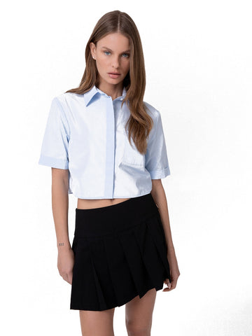 Hinnominate Camicia Corta In Cotone A Mezze Maniche - Camicie Donna - Azzurro Pastello