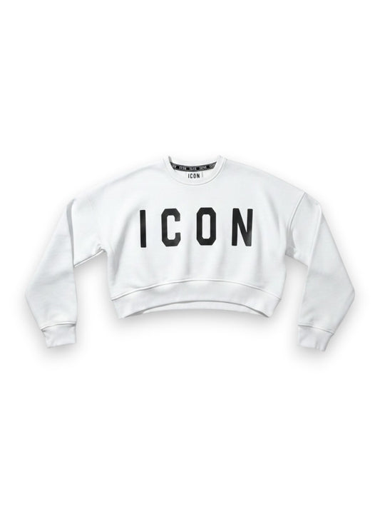 Icon Girocollo Cropped Logo Grande - Felpe Donna - Bianco