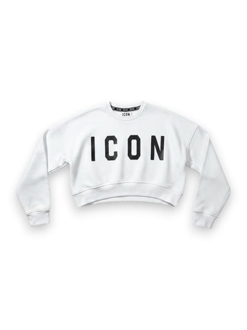 Icon Girocollo Cropped Logo Grande - Felpe Donna - Bianco