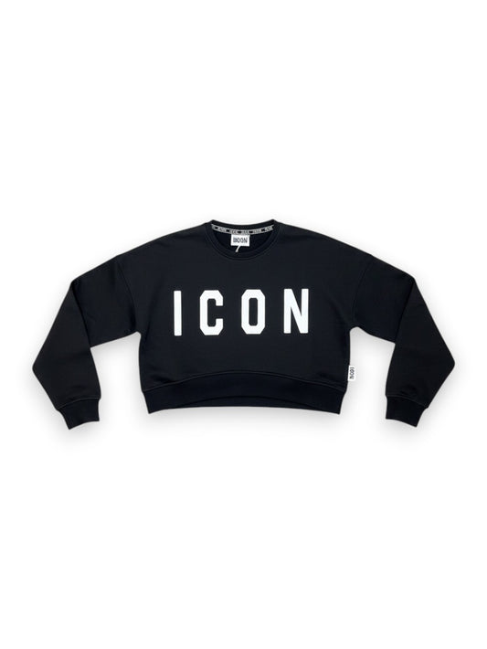 Icon Girocollo Cropped Logo Grande - Felpe Donna - Nero