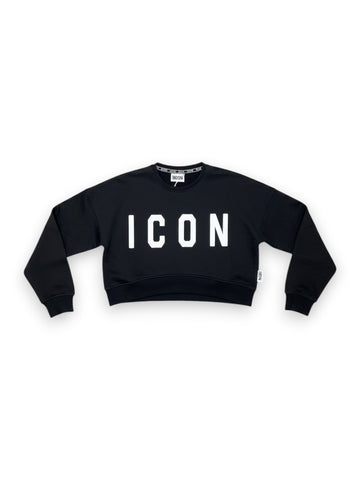 Icon Girocollo Cropped Logo Grande - Felpe Donna - Nero