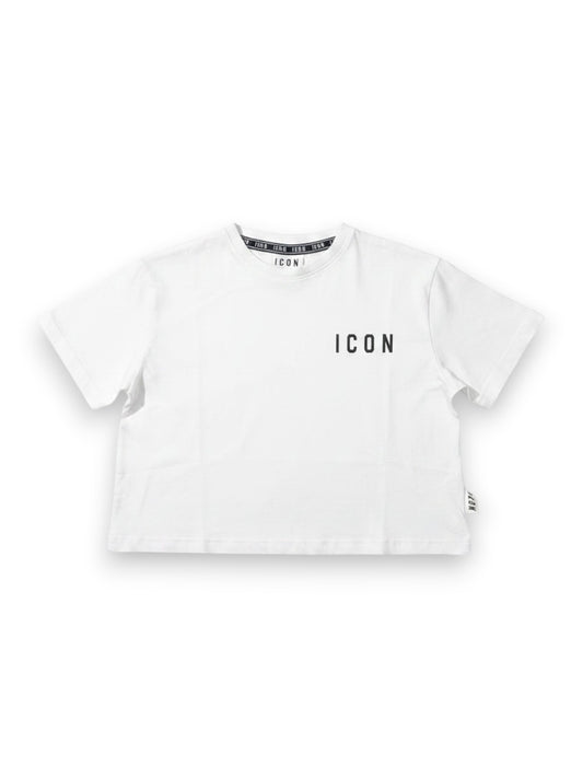 Icon Cropped Logo Piccolo - T-Shirt Donna - Bianco