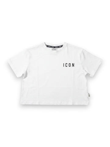 Icon Cropped Logo Piccolo - T-Shirt Donna - Bianco