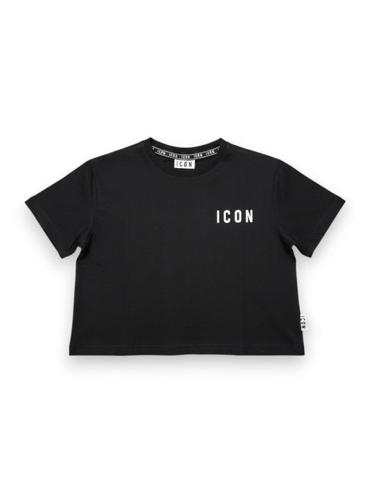 Icon Cropped Logo Piccolo - T-Shirt Donna - Nero