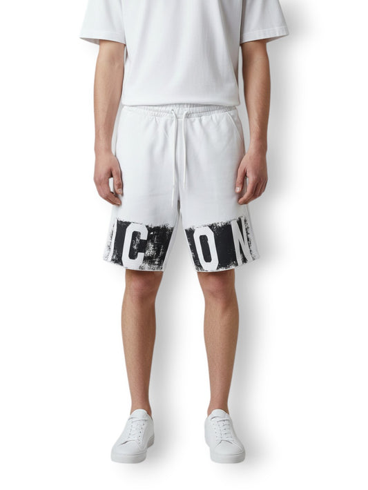 Icon Bermuda C/Logo Effetto Pittura - Shorts Uomo - Bianco