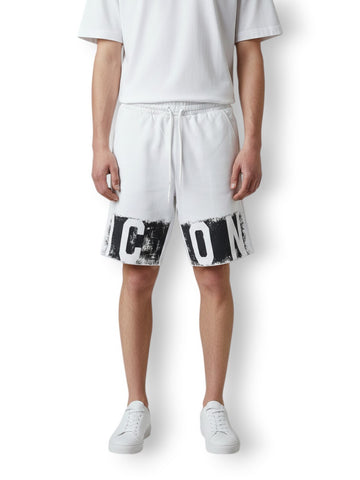 Icon Bermuda C/Logo Effetto Pittura - Shorts Uomo - Bianco