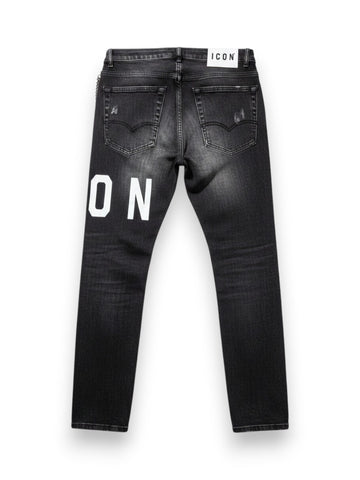 Icon Denim C/Logo Fronte-Retro - Jeans Uomo - Nero