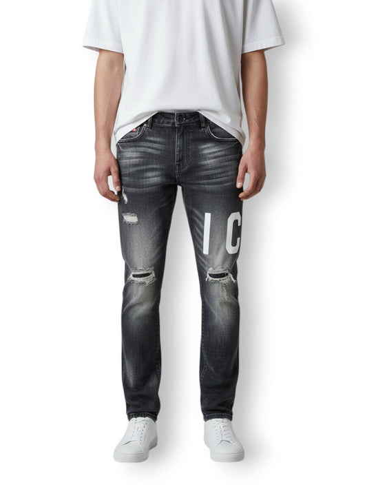 Icon Denim C/Logo Fronte-Retro - Jeans Uomo - Nero