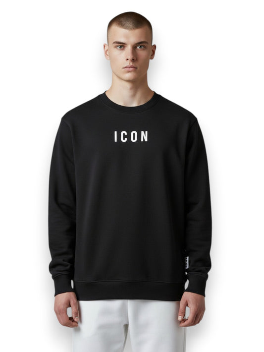 Icon Felpa Girocollo Doppio Logo Basica - Felpe Uomo - Nero/Bianco