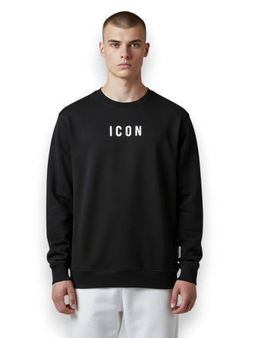 Icon Felpa Girocollo Doppio Logo Basica - Felpe Uomo - Nero/Bianco