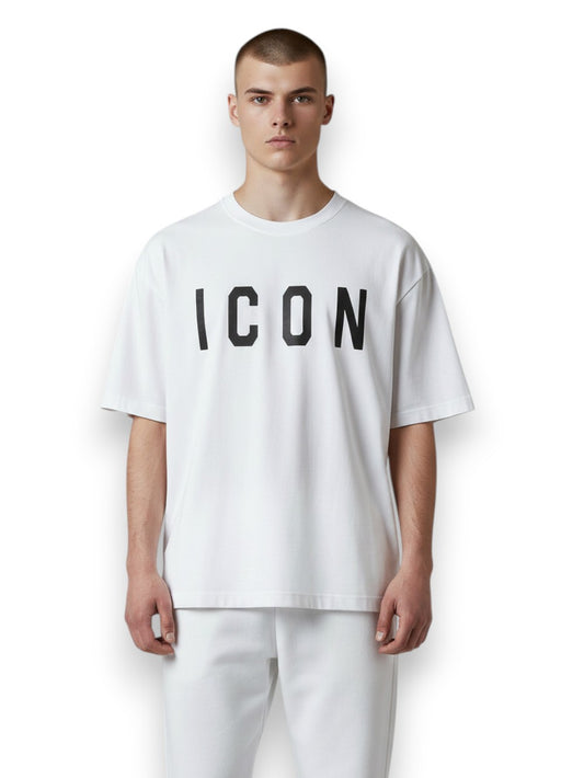 Icon T-Shirt Basica Logo Grande - T-Shirt Uomo - Bianco/Nero
