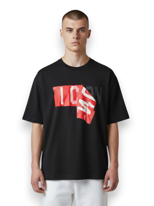 Icon T-Shirt C/Logo In Rilievo Lucido - T-Shirt Uomo - Nero