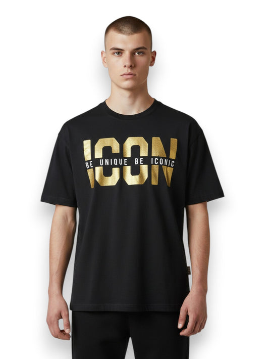 Icon T-Shirt C/Logo Oro - T-Shirt Uomo - Nero