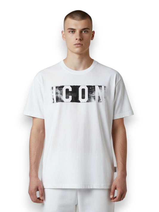 Icon T-Shirt Con Logo Effetto Pittura - T-Shirt Uomo - Bianco