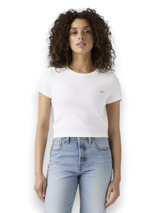 Levi's Essential Sporty Tee Emb White - T-Shirt Donna - Bianco
