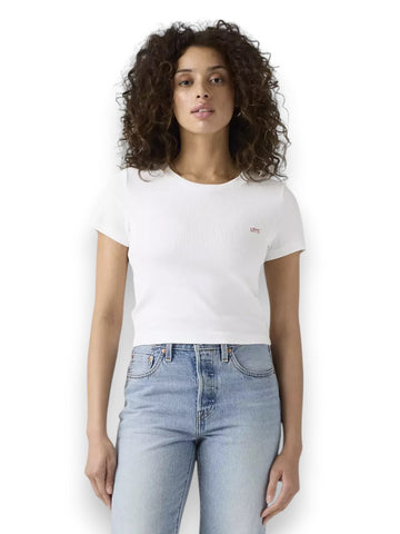 Levi's Essential Sporty Tee Emb White - T-Shirt Donna - Bianco